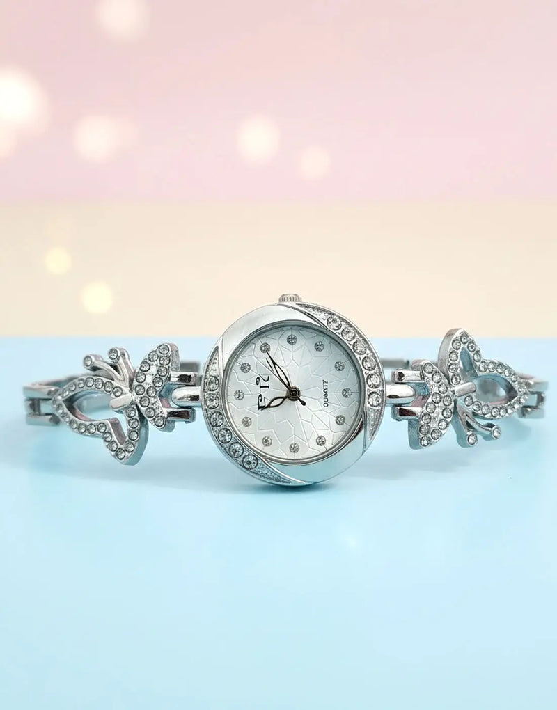 Elegant Fashion Bracelet Watch for Girls in Gold & Silver Colors
